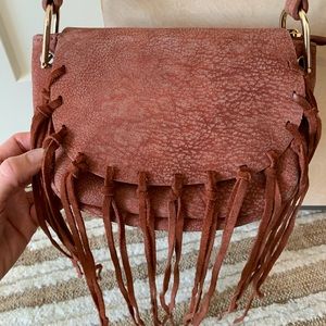 Free people beautiful boho suede fringe crossbody